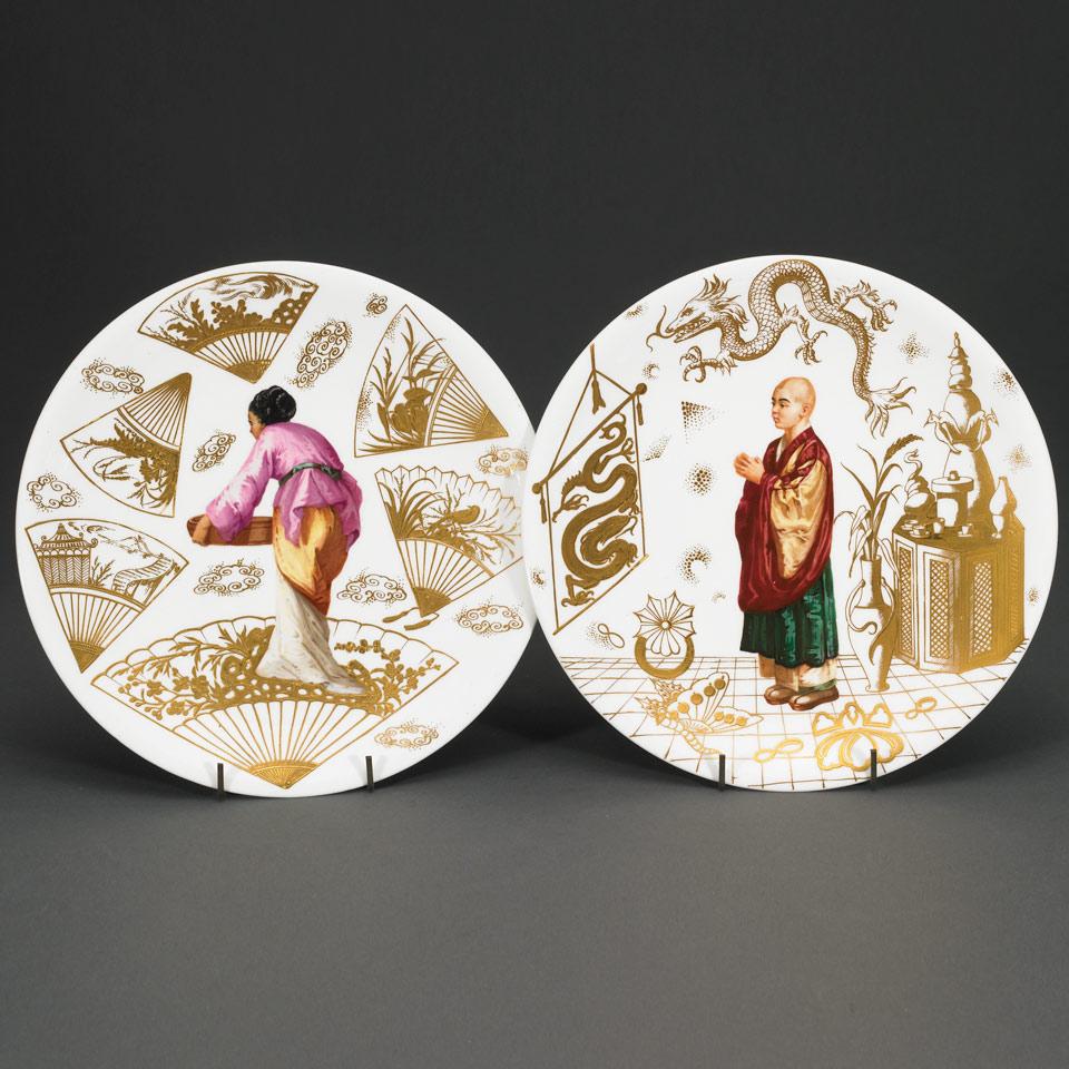 Pair English Porcelain Plates, probably Worcester, for A.B. Daniell & Son of London, 1870’s