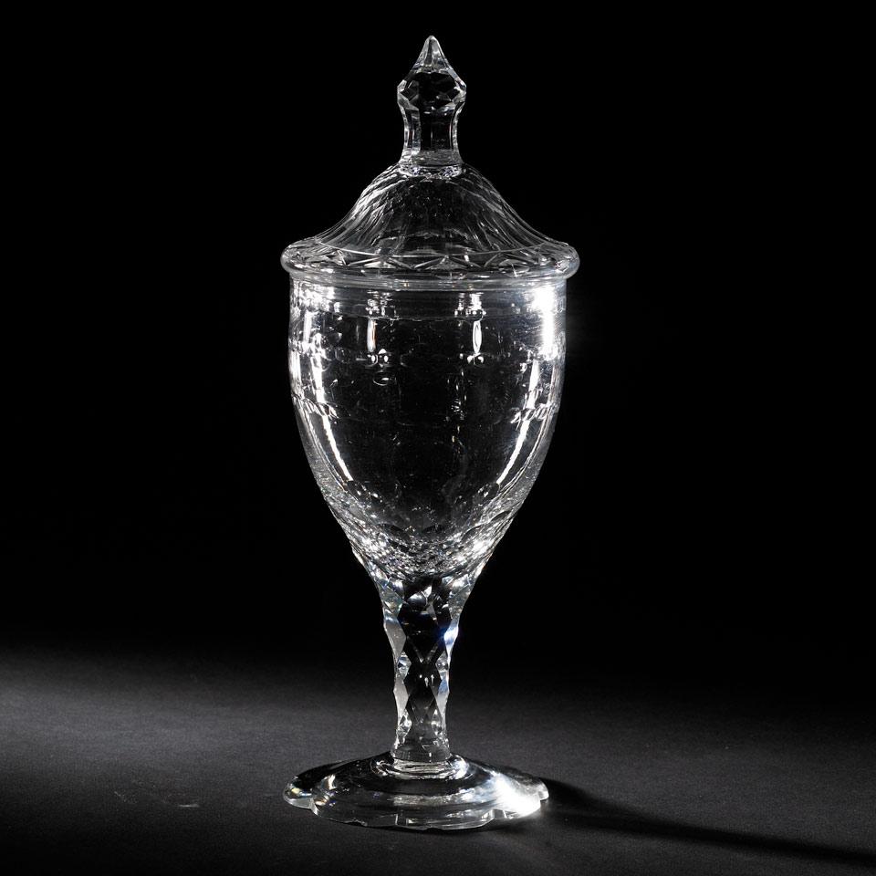 Continental Cut Glass Covered Sweetmeat,  probably Dutch, early 19th Century