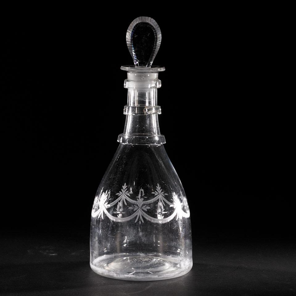 Irish Engraved Glass Decanter, late 18th/early 19th century