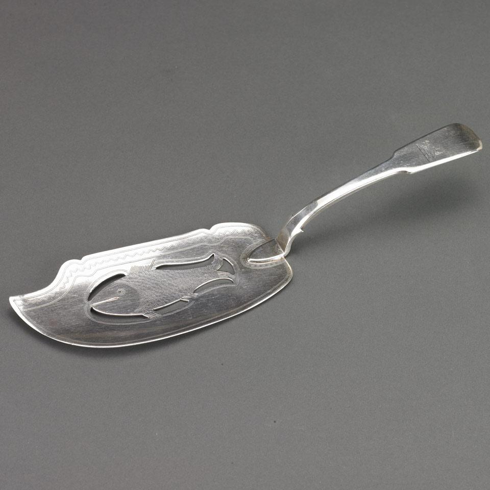 Canadian Silver Fiddle Pattern Fish Slice, Nelson Walker, Montreal, Que., c.1831-55