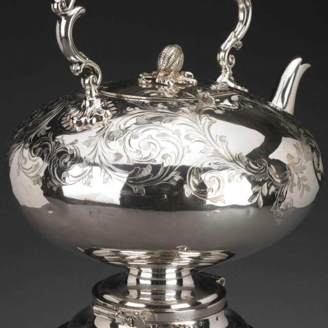 Victorian Silver Plated Kettle on Lampstand, Martin Hall & Co. of Sheffield, c.1860