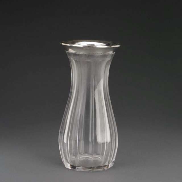 German Silver Mounted Cut Glass Vase, Eugene Marcus, Berlin, early 20th century