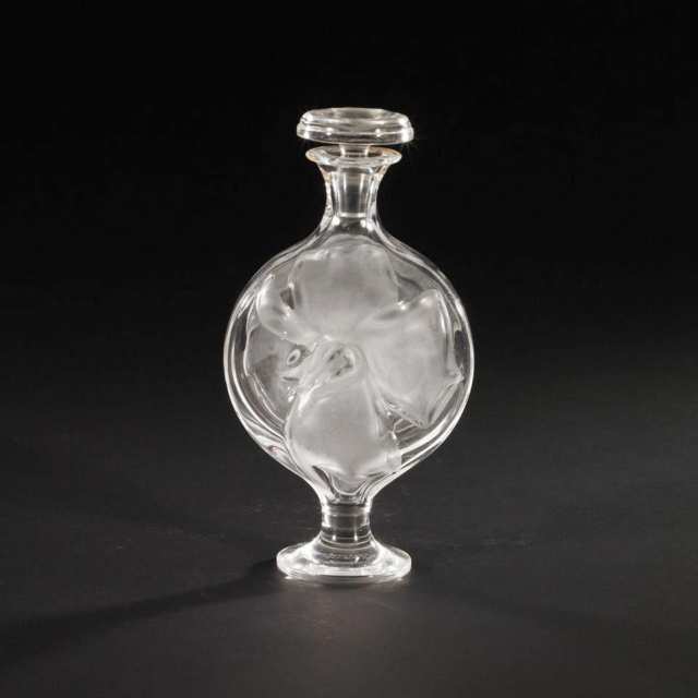 Lalique Moulded and Frosted Glass Perfume Bottle, post-1980