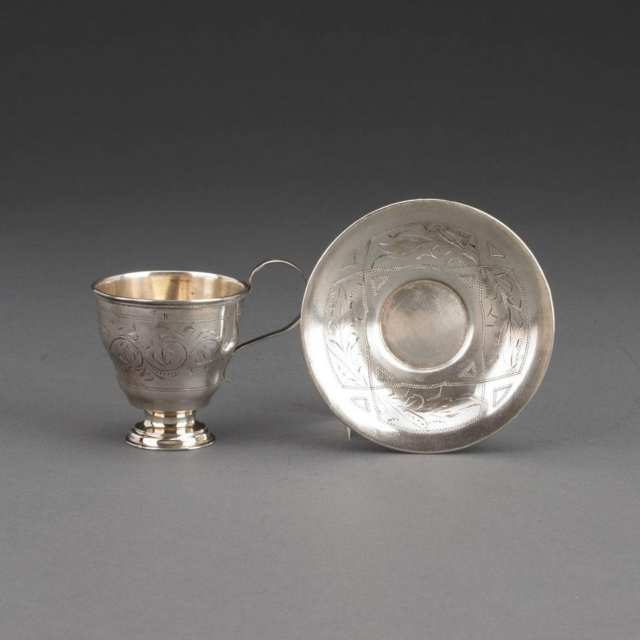 Russian Silver Cup and Saucer, Moscow, 1896-1908