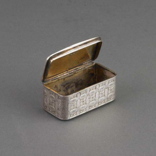 Russian Silver Rectangular Snuff Box, Moscow, 1853