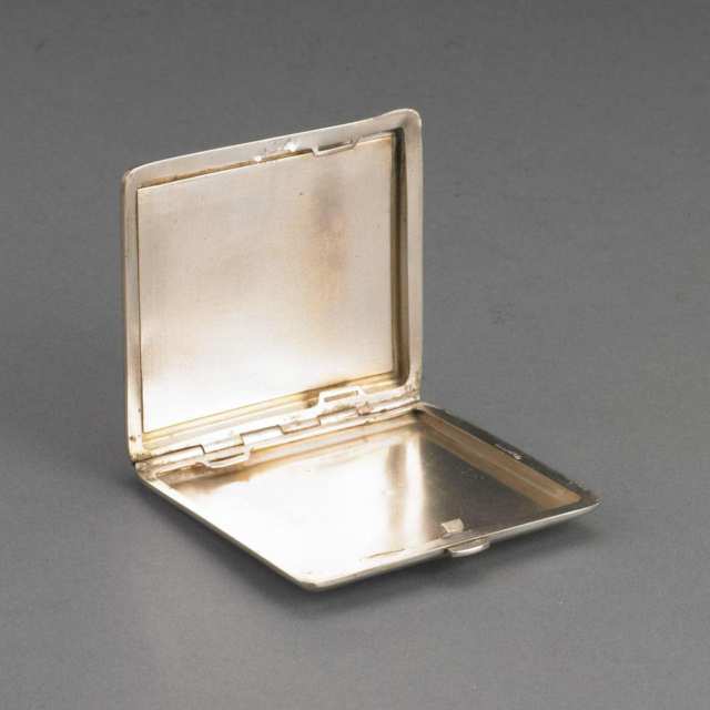 Enameled ‘Showgirl’ Silvered Metal Cigarette Case, early 20th century
