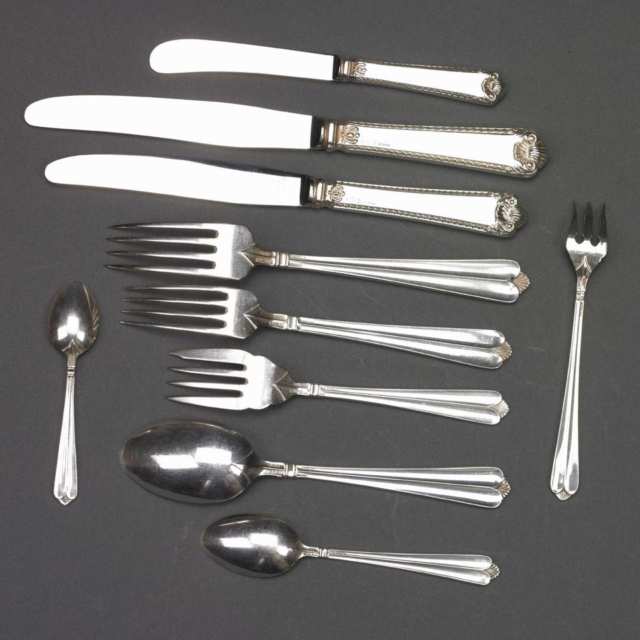 Canadian Silver George II Plain Pattern Flatware, Henry Birks & Sons, Montreal, Que., 20th century