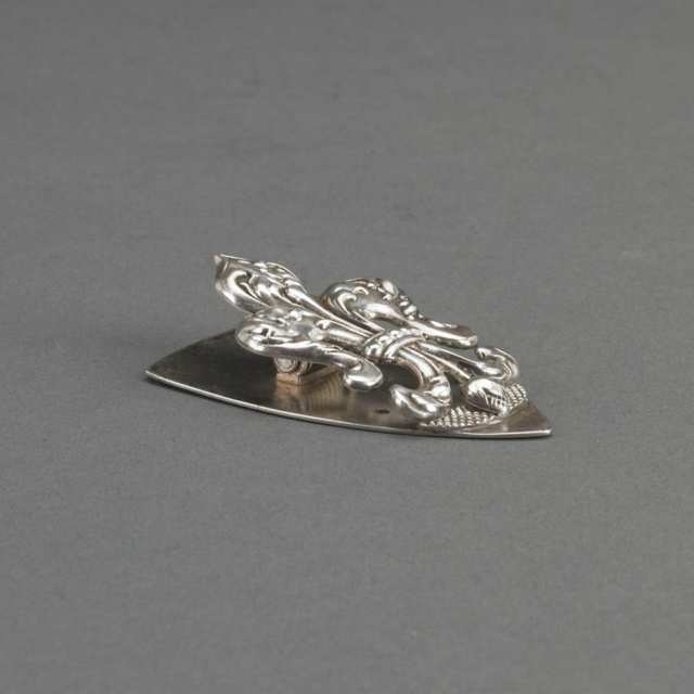 American Silver Fleur-de-Lis Desk Clip, George W. Shiebler & Co. for Tiffany & Co., New York, N.Y., early 20th century
