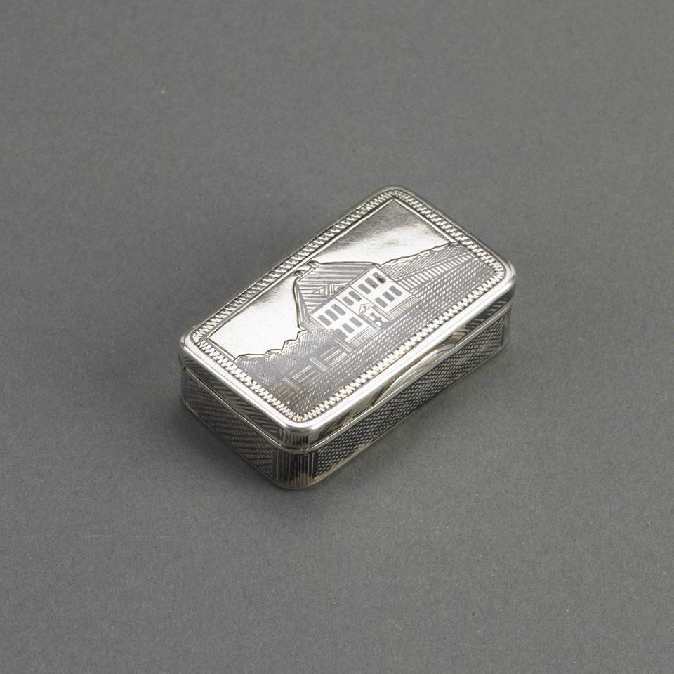 Russian Nielloed Silver Snuff Box, late 19th century