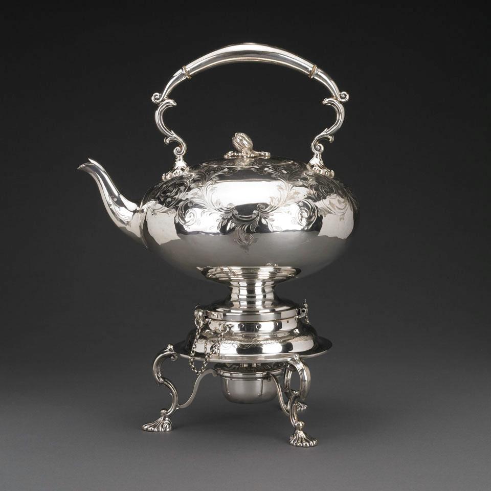 Victorian Silver Plated Kettle on Lampstand, Martin Hall & Co. of Sheffield, c.1860