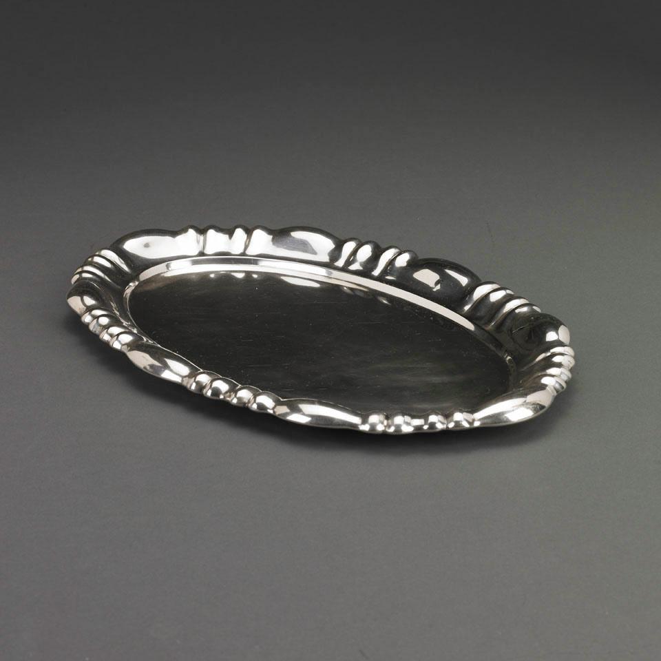 Hungarian Silver Oval Tray, Budapest, 20th century