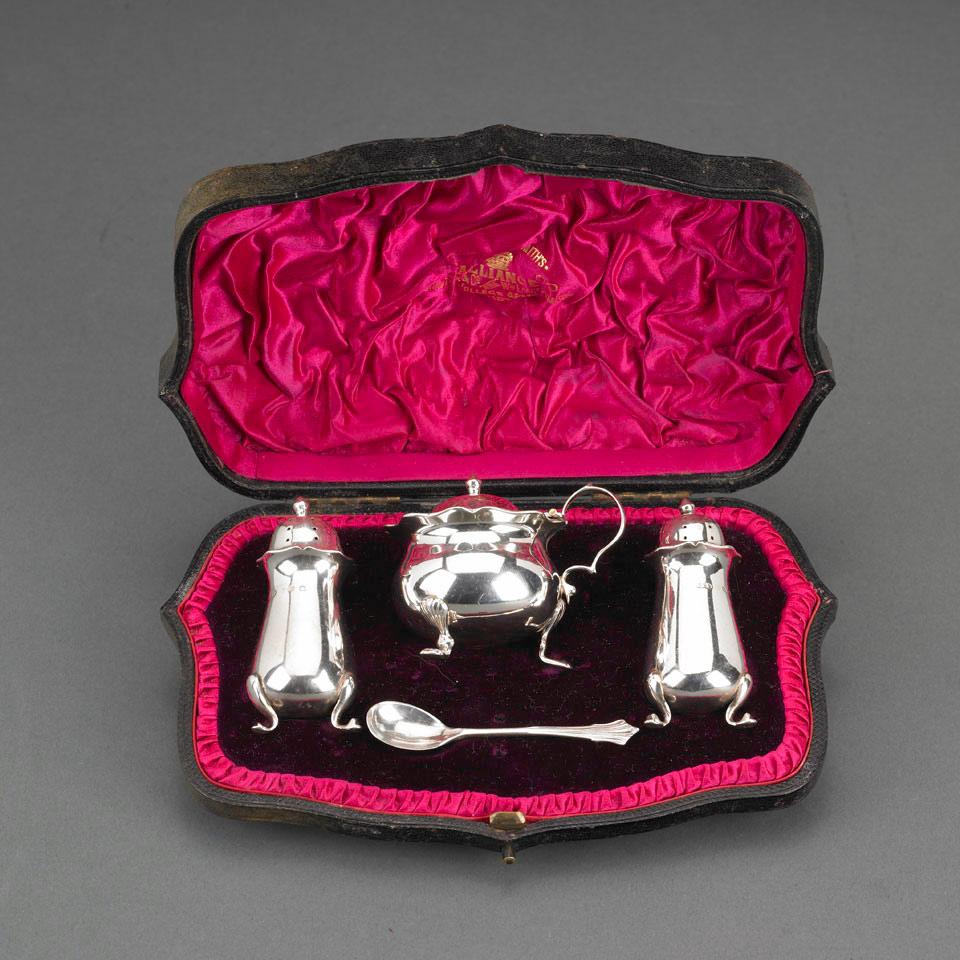 Late Victorian Silver Condiment Set, Deakin & Francis, Birmingham, 1896/97