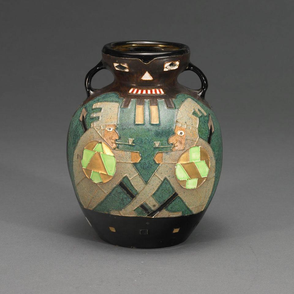Stellmacher, Teplitz ‘Aztec’ Two-Handled Vase, early 20th century