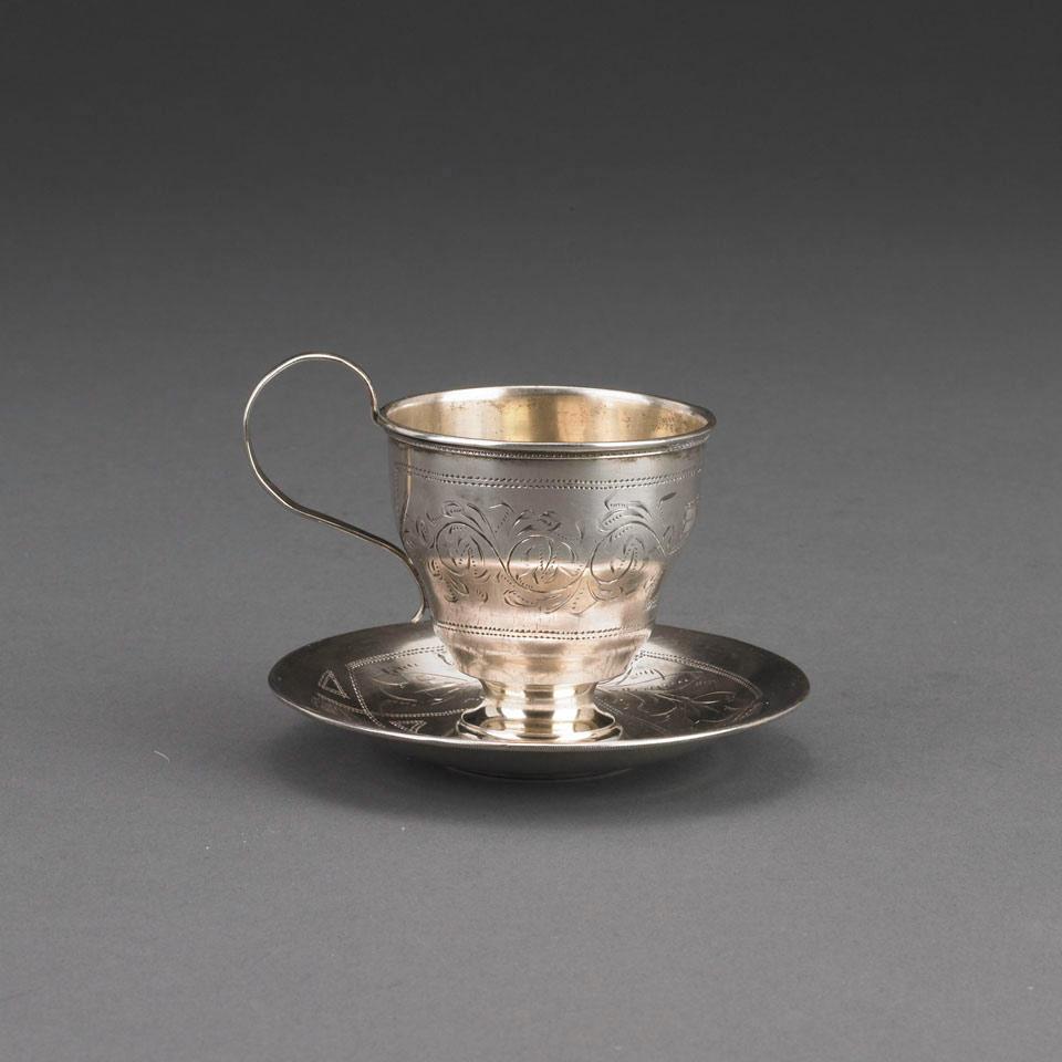 Russian Silver Cup and Saucer, Moscow, 1896-1908