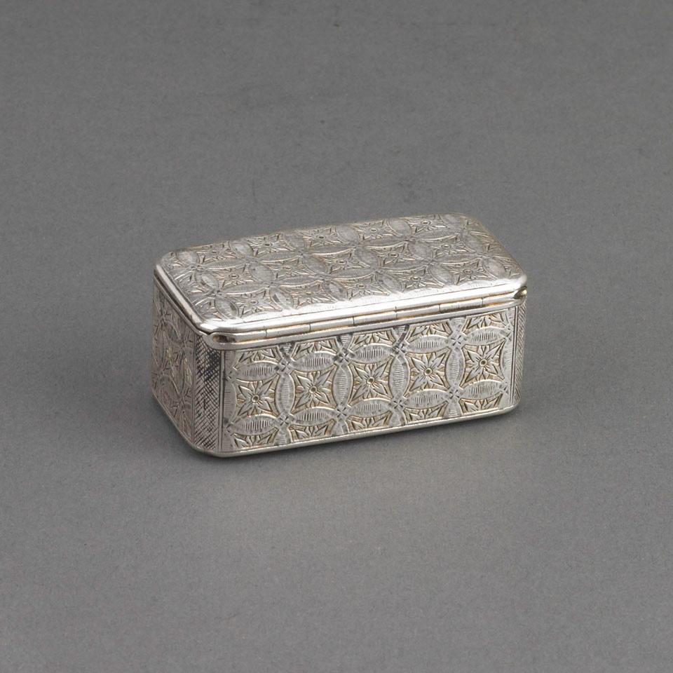 Russian Silver Rectangular Snuff Box, Moscow, 1853