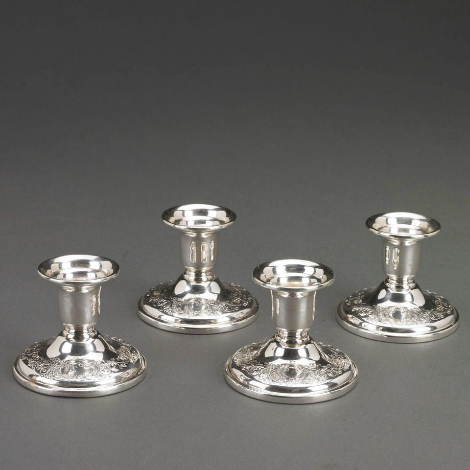 Four Canadian Silver Low Candlesticks, Henry Birks & Sons, Montreal, Que., 20th century