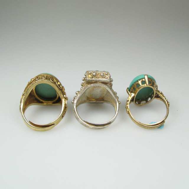 3 Silver And Silver Gilt Filigree Rings
