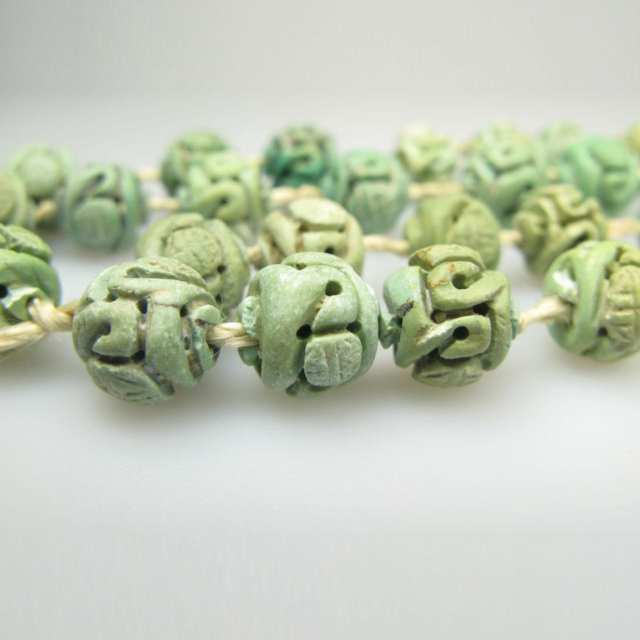 Single Endless Strand Carved Turquoise Bead Necklace