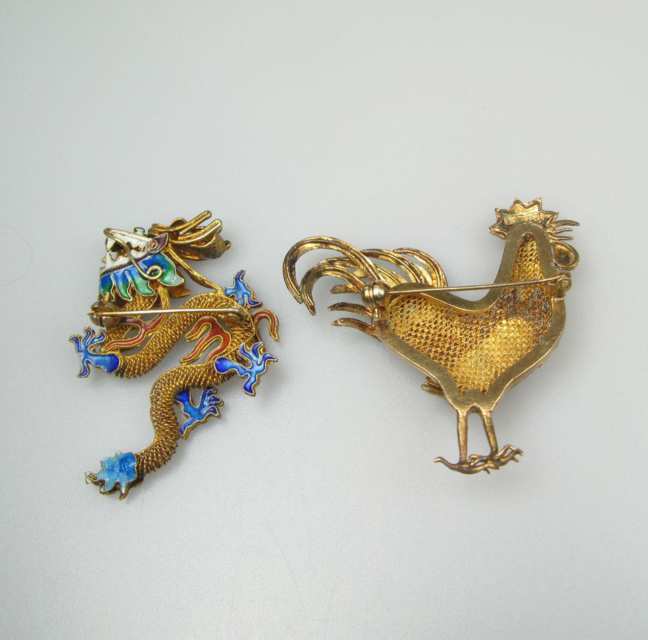 2 Chinese Silver Filigree Brooches