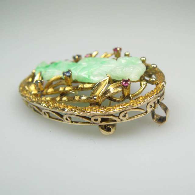 14k Yellow Gold Oval Brooch