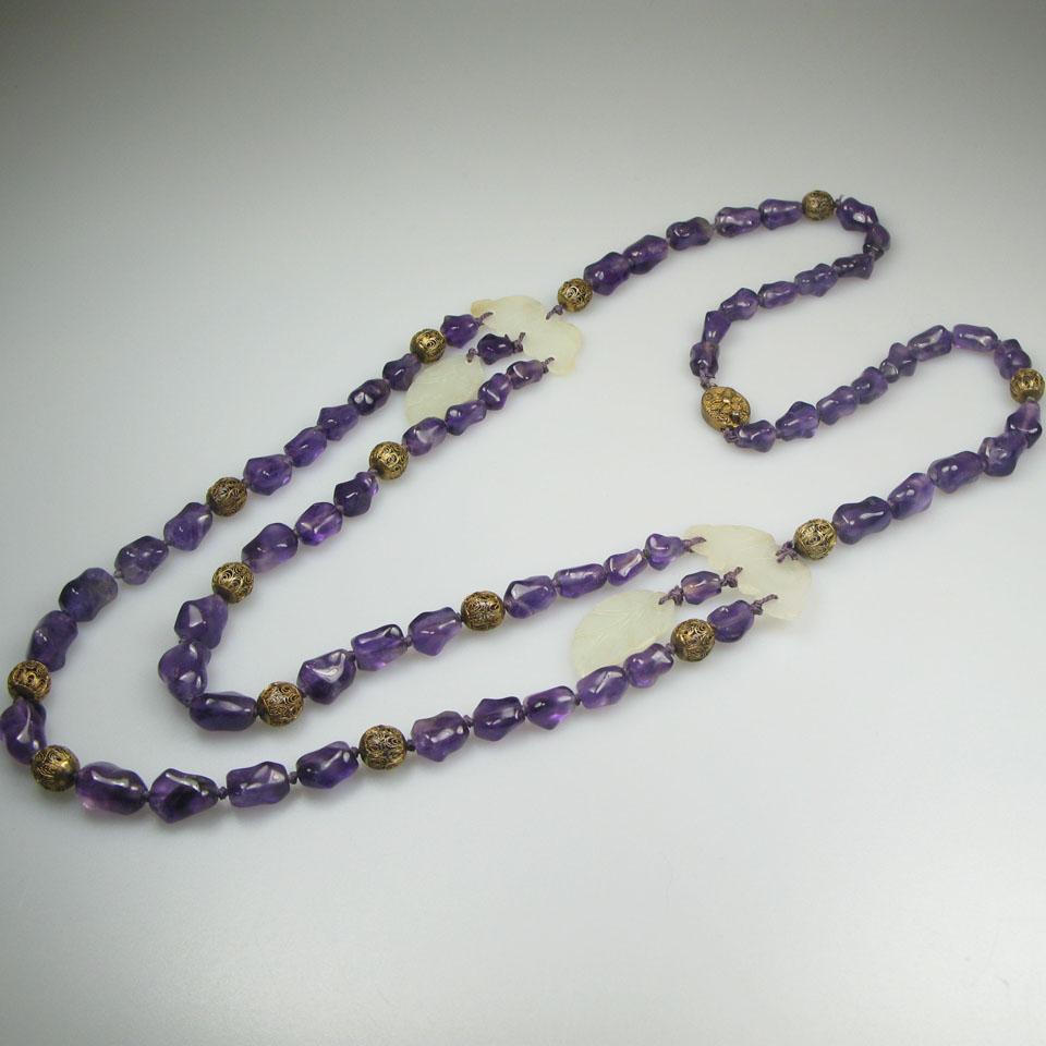 Single-To-Double Strand Amethyst Necklace