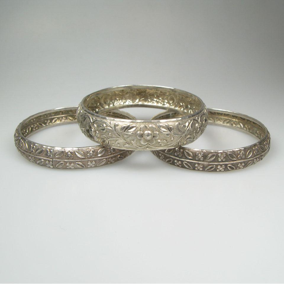 3 Chinese Silver Bangles