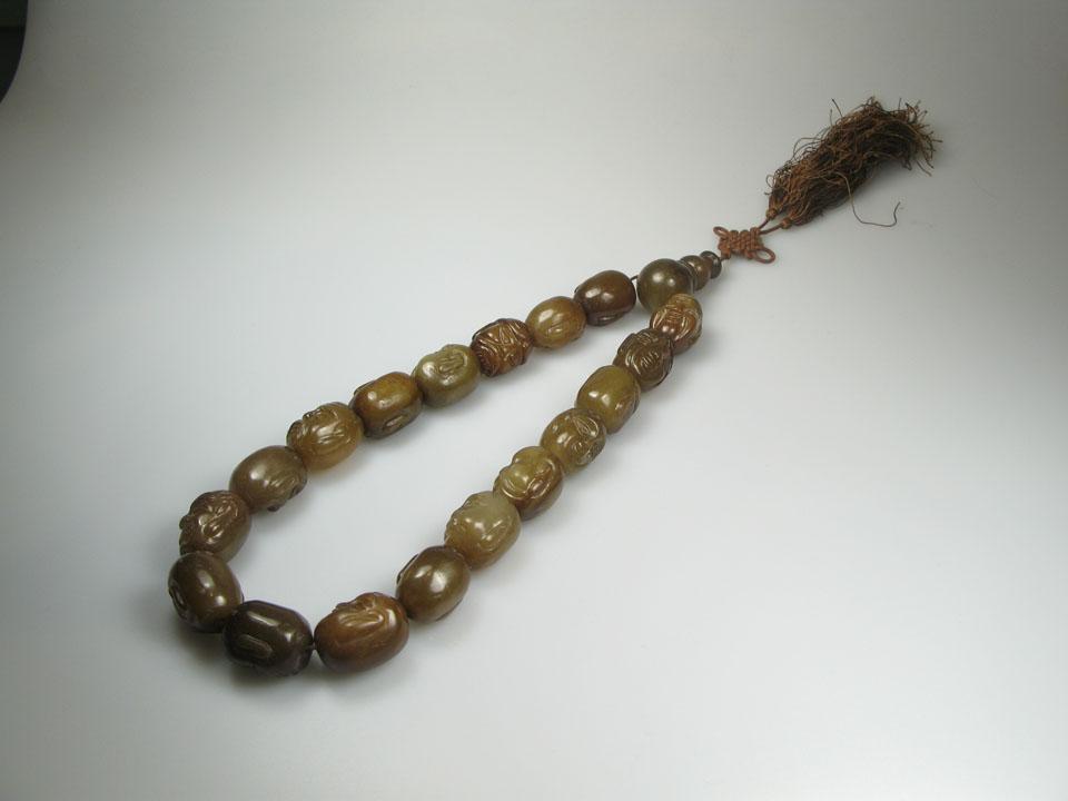 18 Carved Jade Prayer Beads