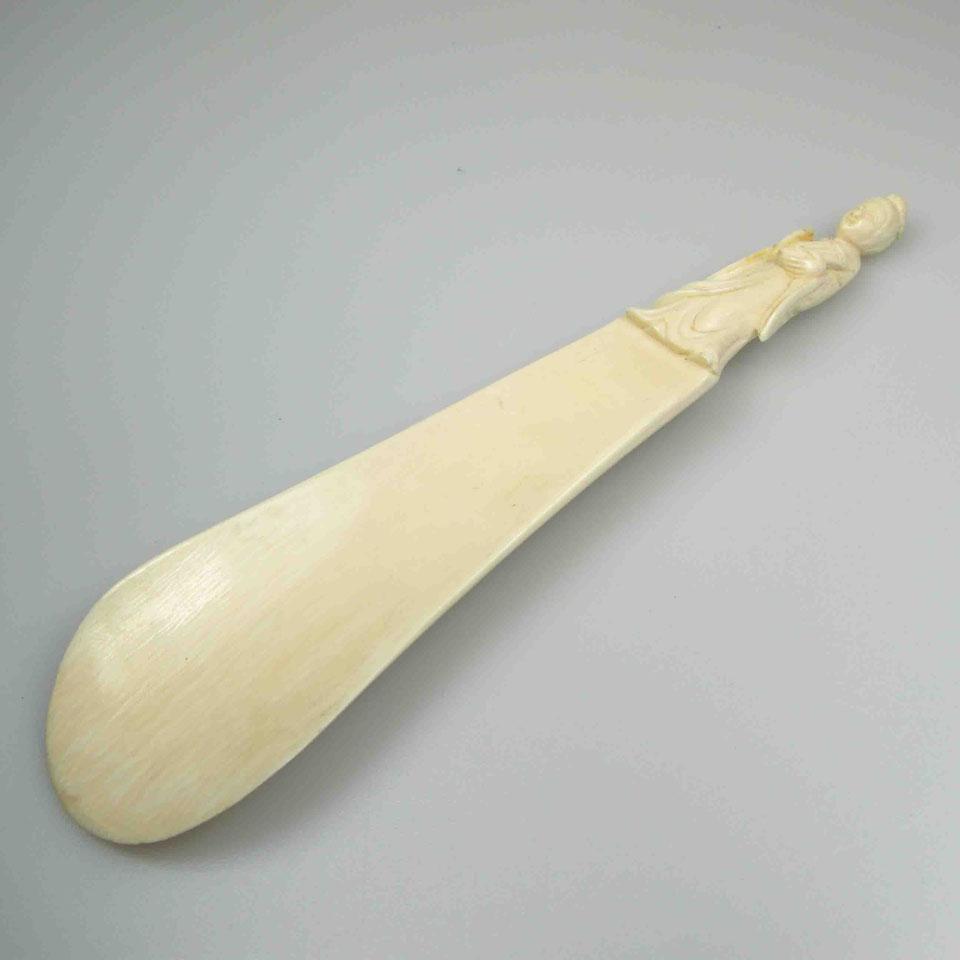 Carved Ivory Figural Shoe Horn