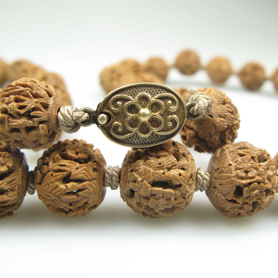Single Strand Of Chinese Carved Nut Beads