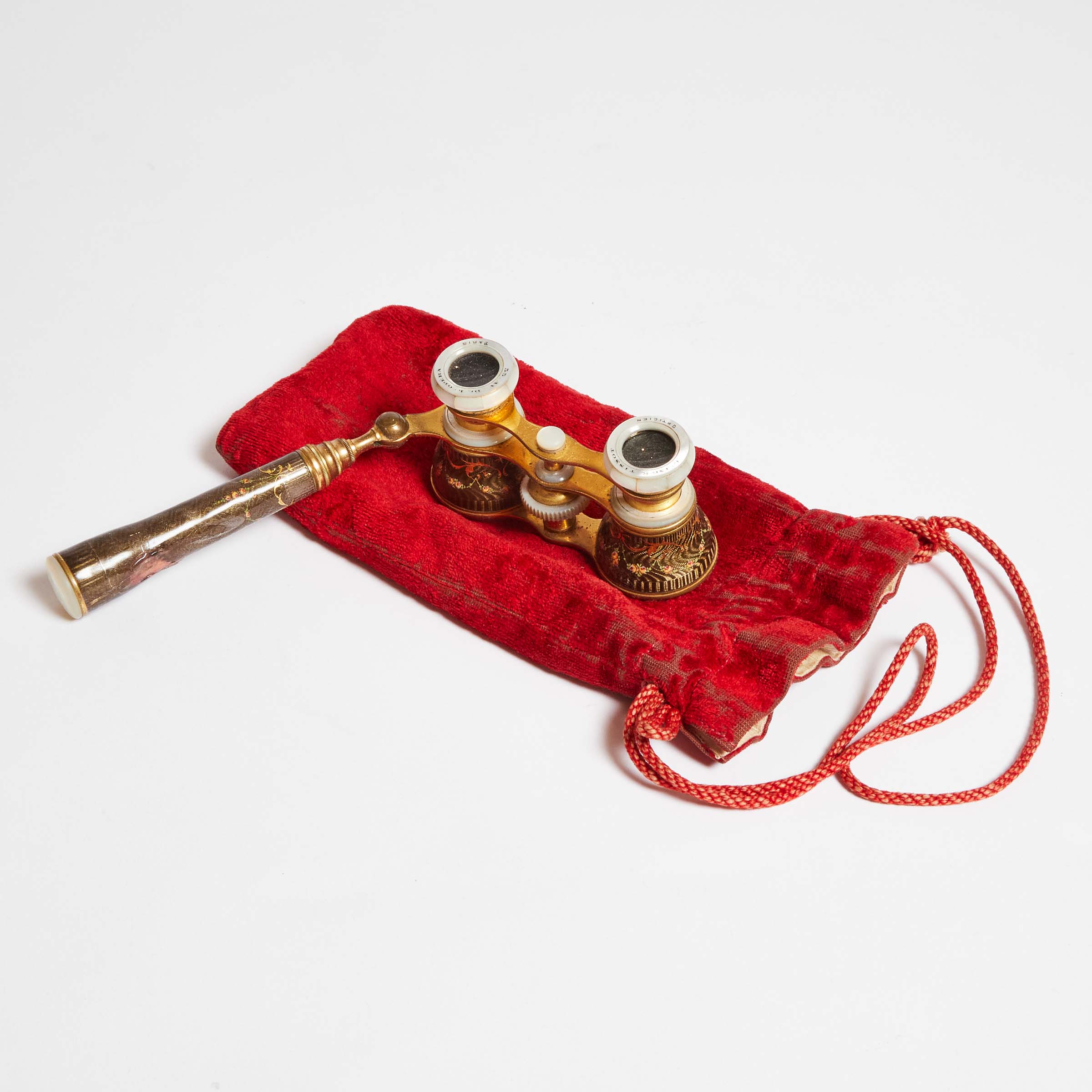 Pair of French Guilloché Enameled Opera Glasses, early 20th century