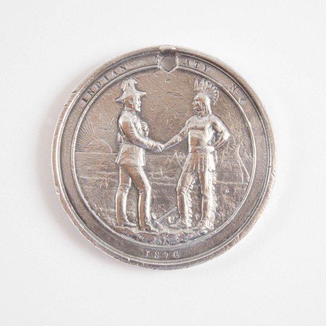 Canadian Indian Peace Treaty No. 6 Silver Medal, 1876