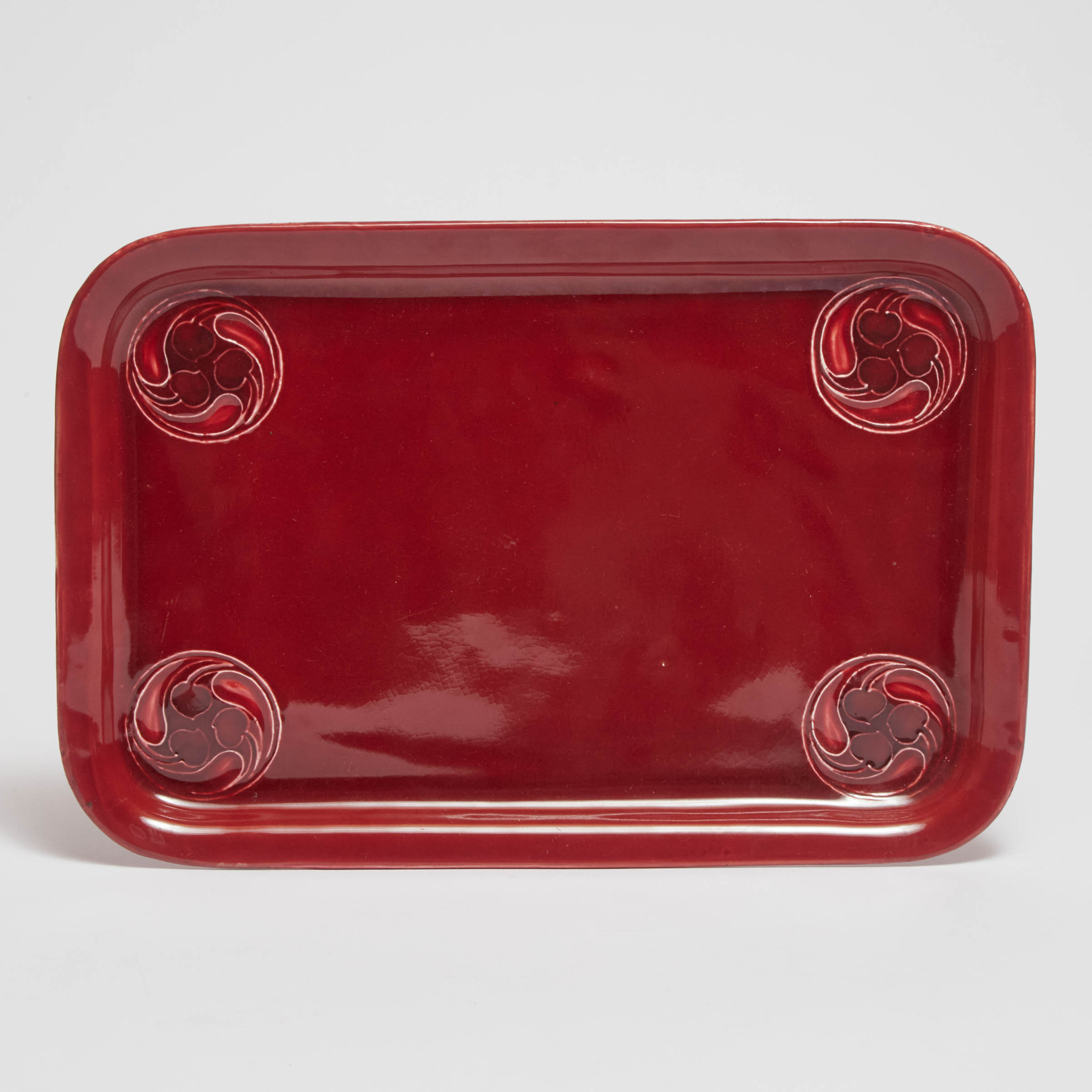 Macintyre Moorcroft Red Flamminian Rectangular Tray, c.1906-13