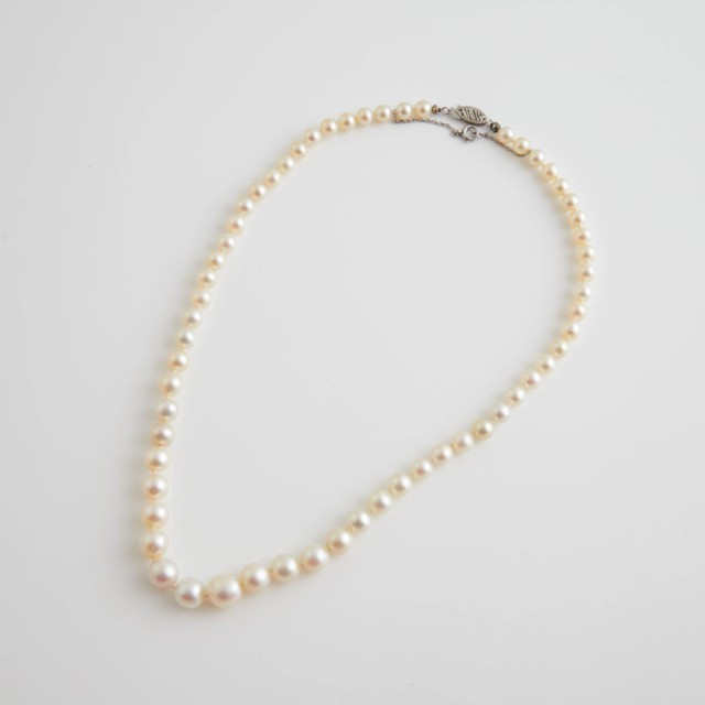 Single Graduated Strand of Natural Pearls
