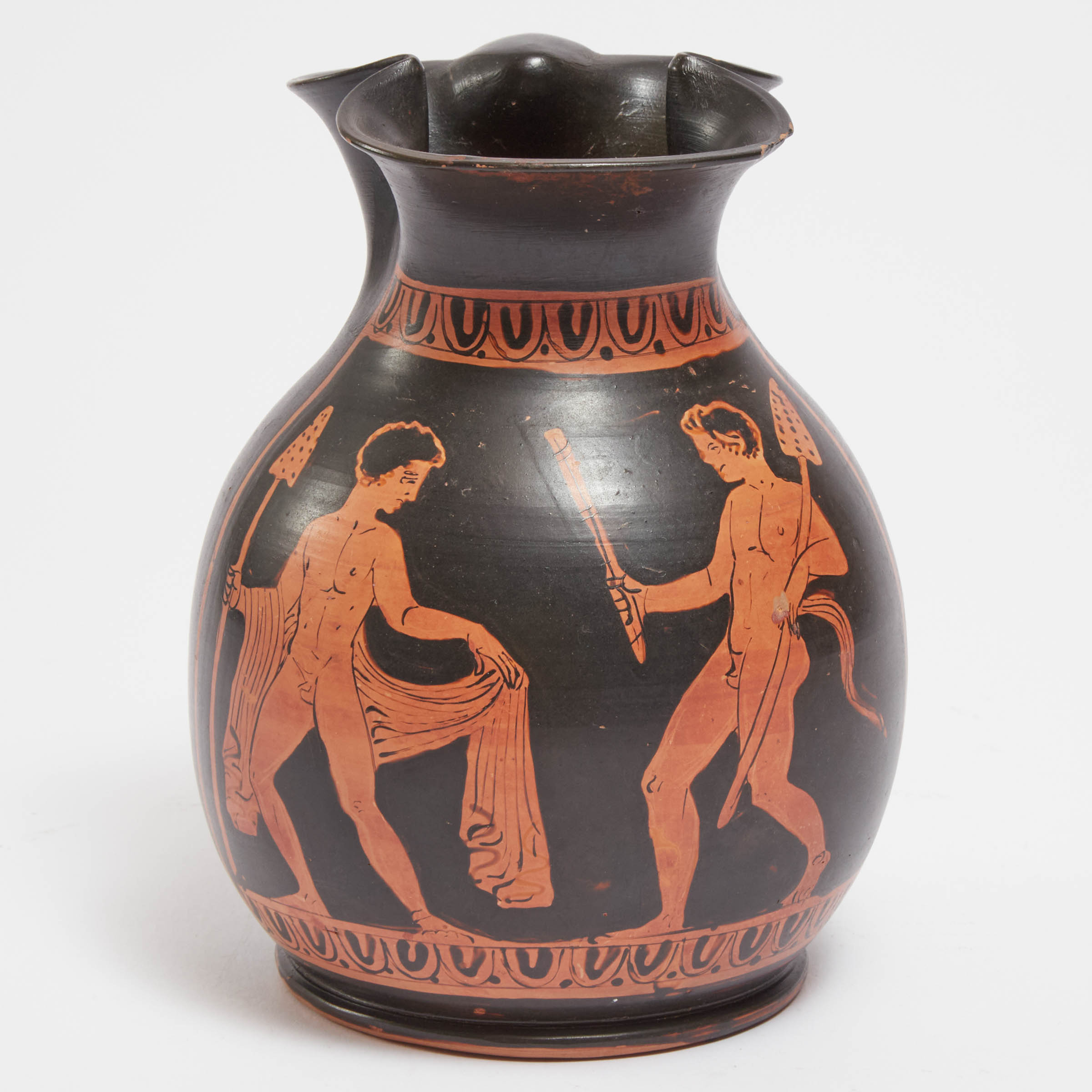 Greek Apulian Red Figure Trefoil Oinochoe, 4th century B.C.
