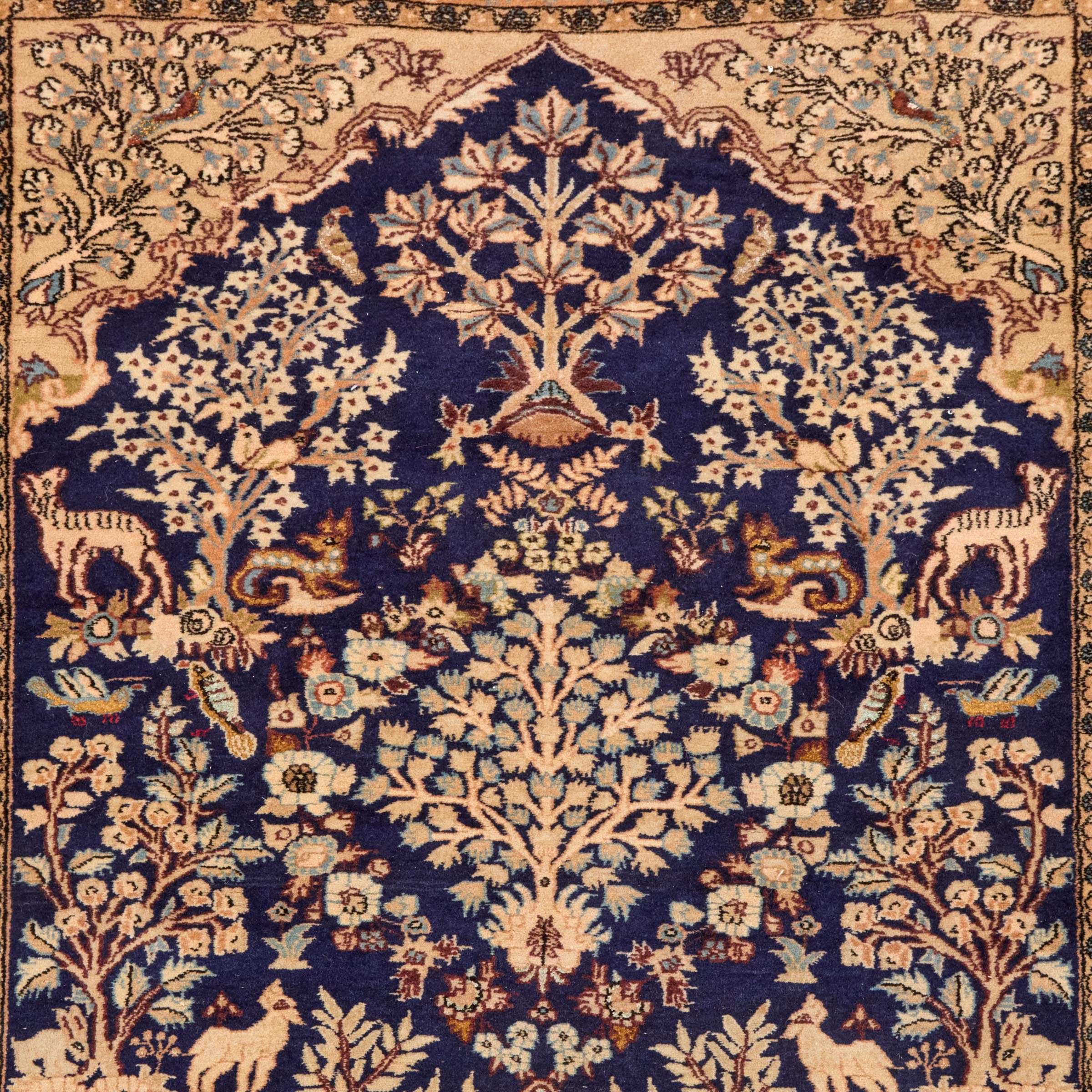 Tabriz Tree of Life Rug with Silk Inlets, Persian, c.1930/40