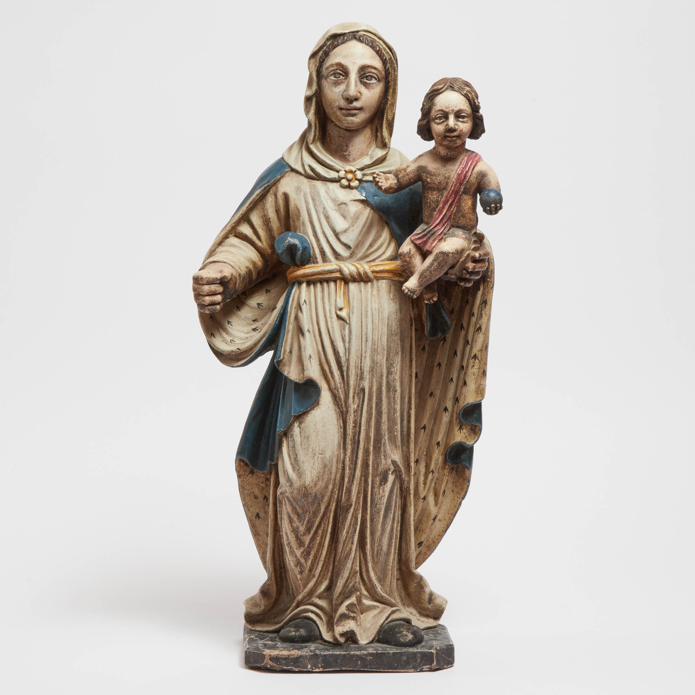 Painted Concrete Garden Figure of the Virgin and Child, mid-20th century