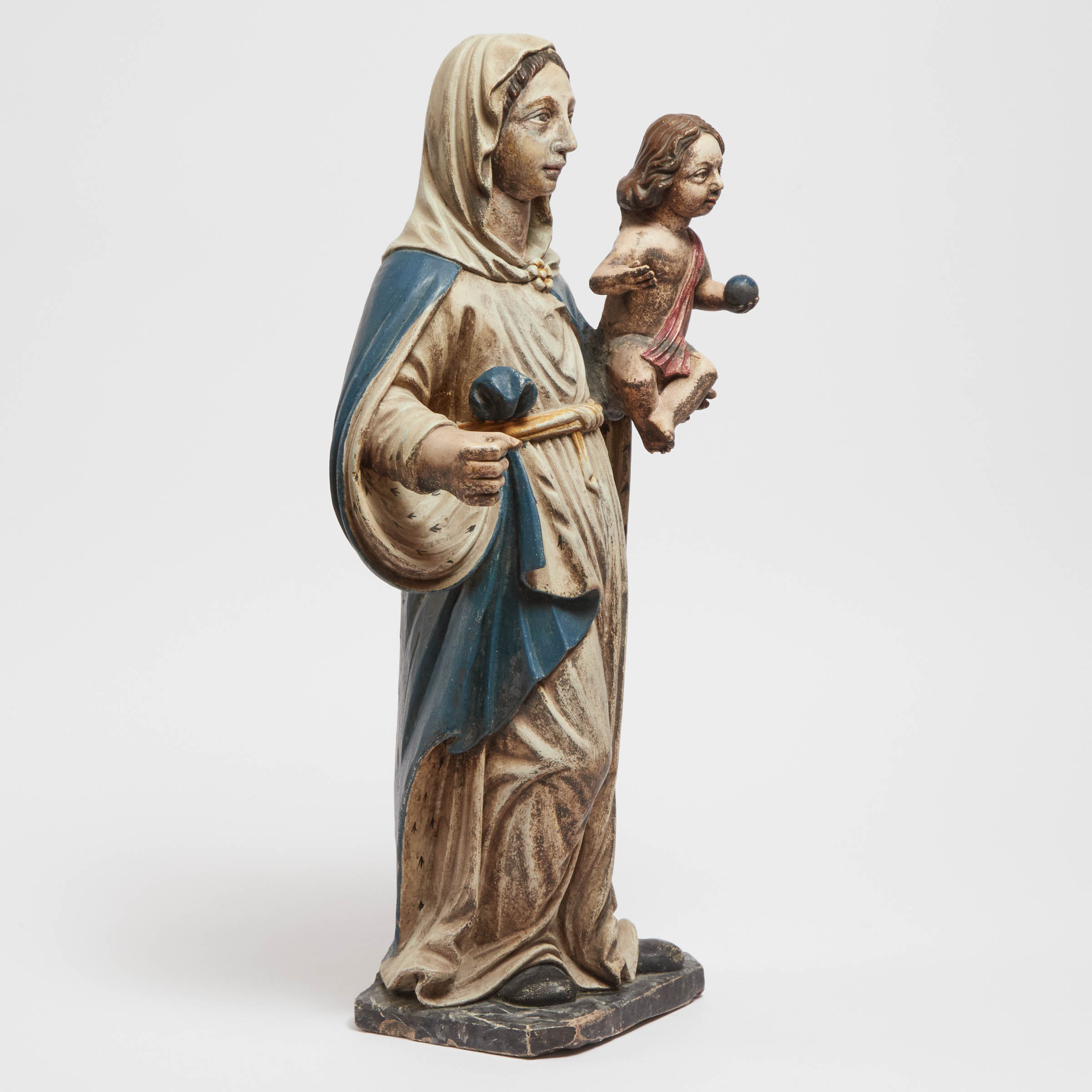 Painted Concrete Garden Figure of the Virgin and Child, mid-20th century