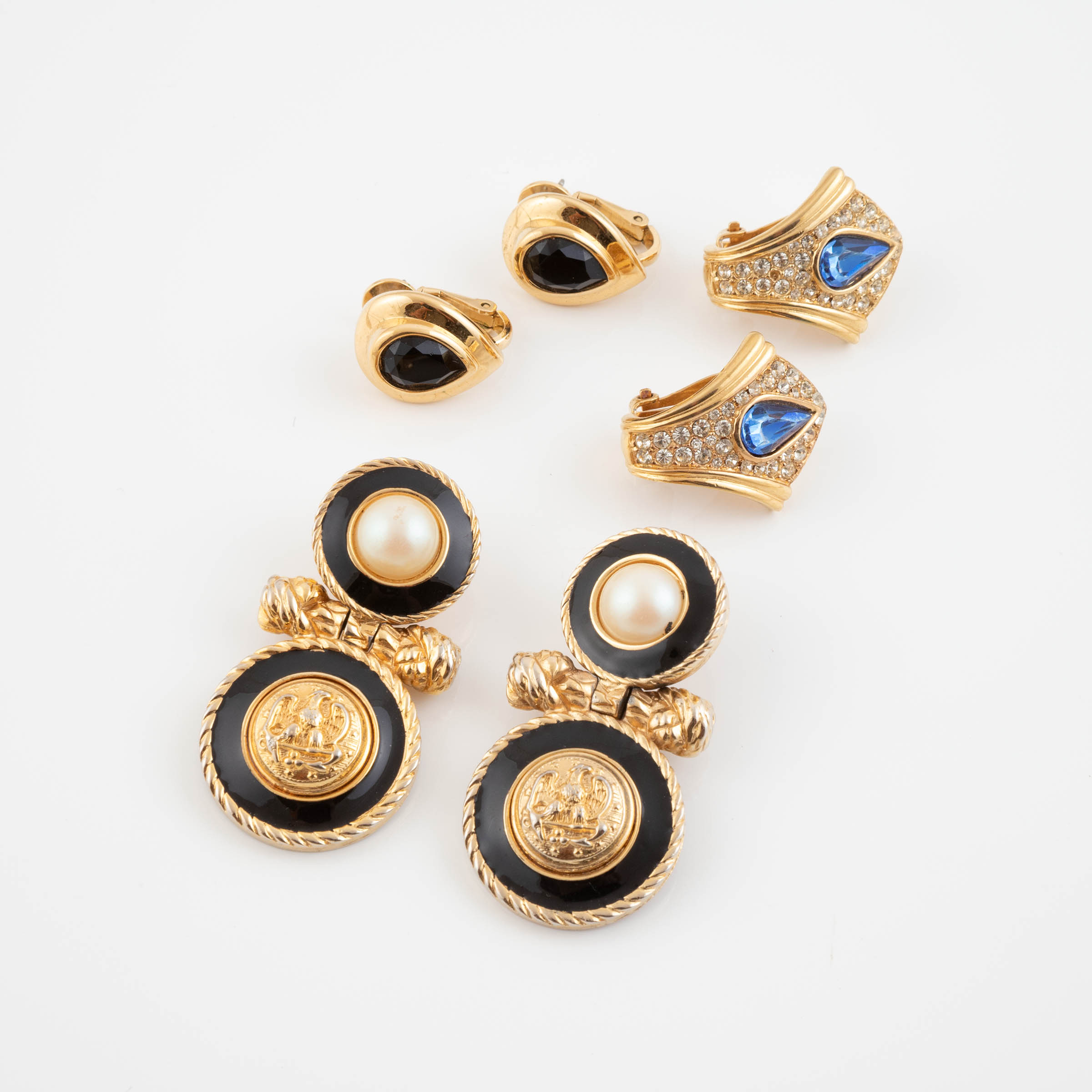 Three Various Pairs Of Gold-Tone Metal Earrings