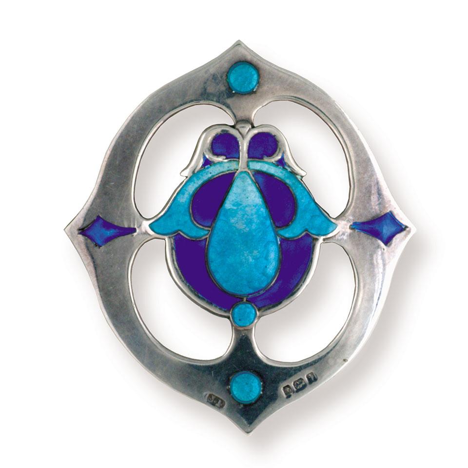 English Silver And Enamel Arts & Crafts Style Brooch