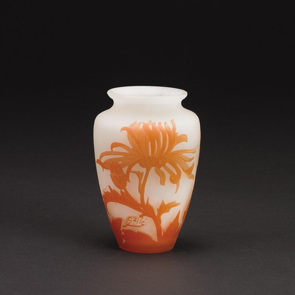 Gallé Cameo Glass Vase, early 20th century