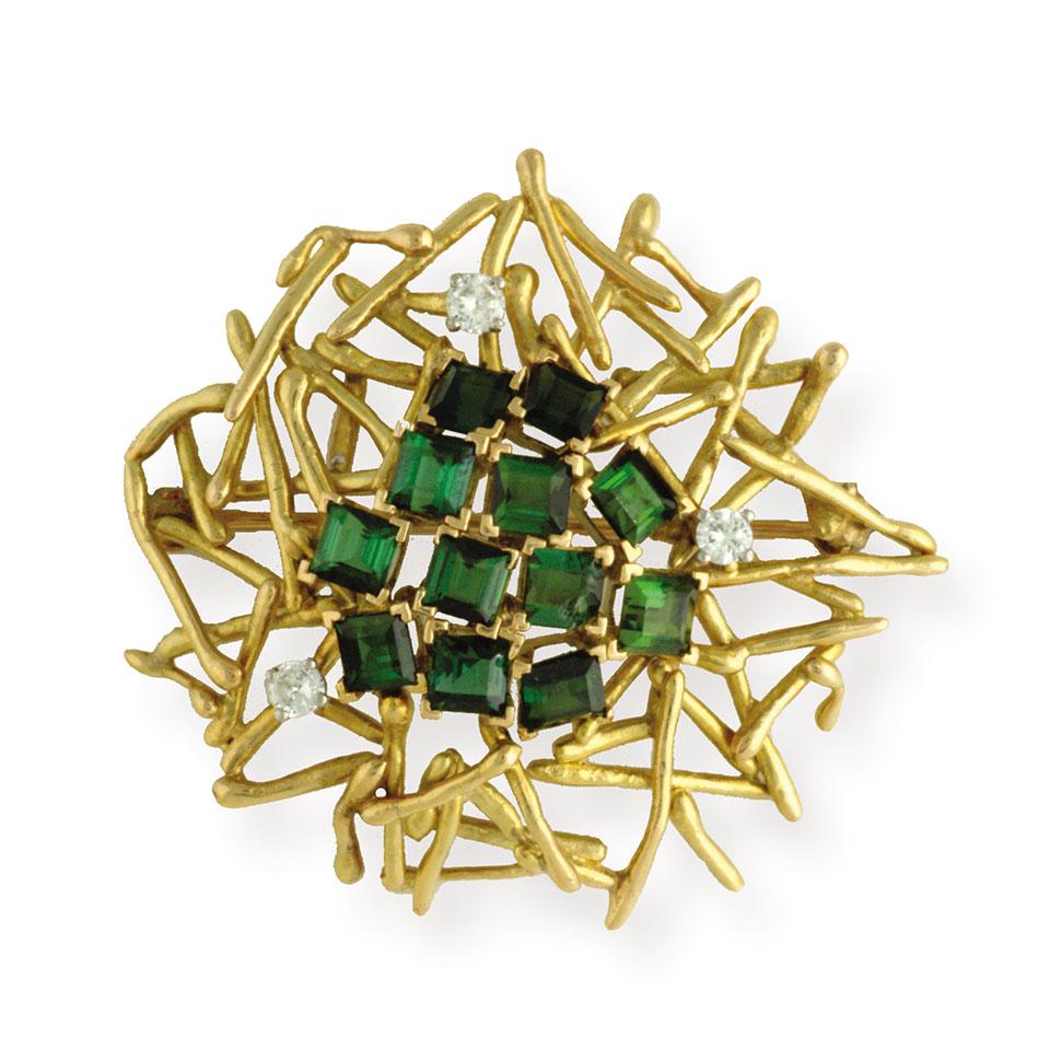 18k Yellow Gold Abstract Brooch