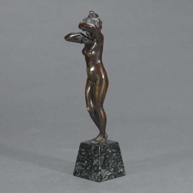 French School, Small Patinated Bronze Nude, 19th century