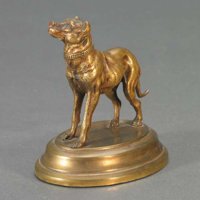Small French School Gilt Bronze Figure of a Mastiff Dog, 19th century