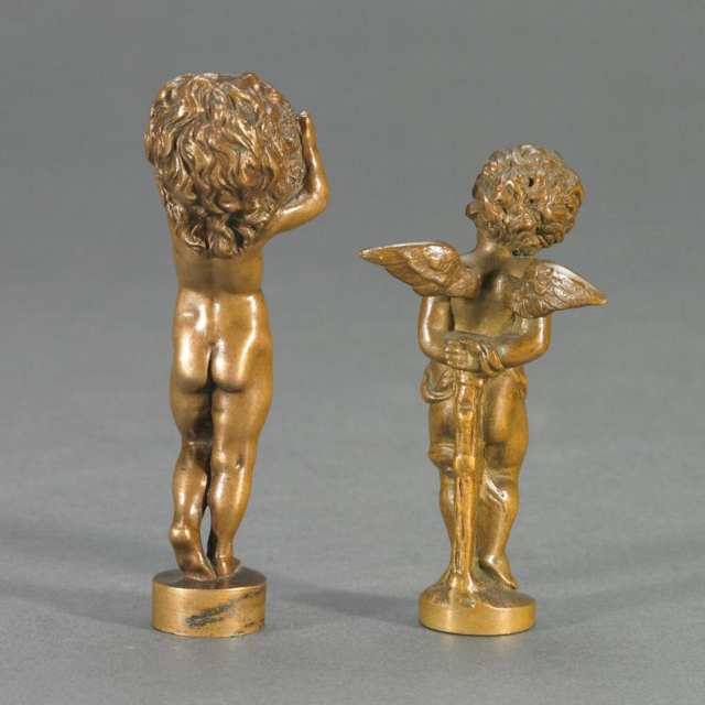 Two French Patinated Bronze Figural Desk Seal, c. 1890
