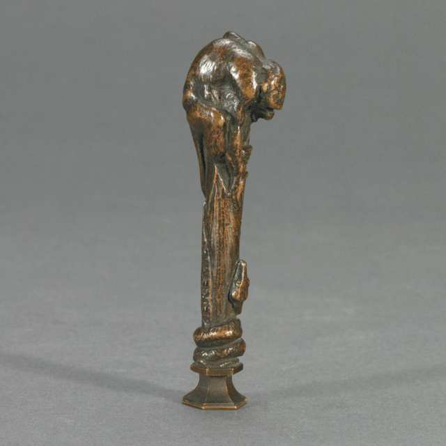 French Patinated Bronze Desk Seal, 19th century