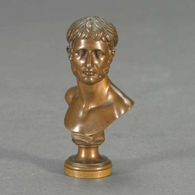 Patinated Bronze Bust Form Desk Seal, late 19th century