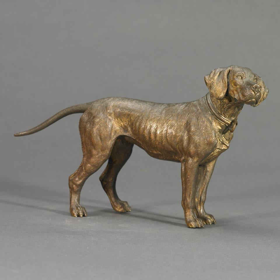 Austrian Cold Painted Bronze Figure of a Hound Dog, c.1900