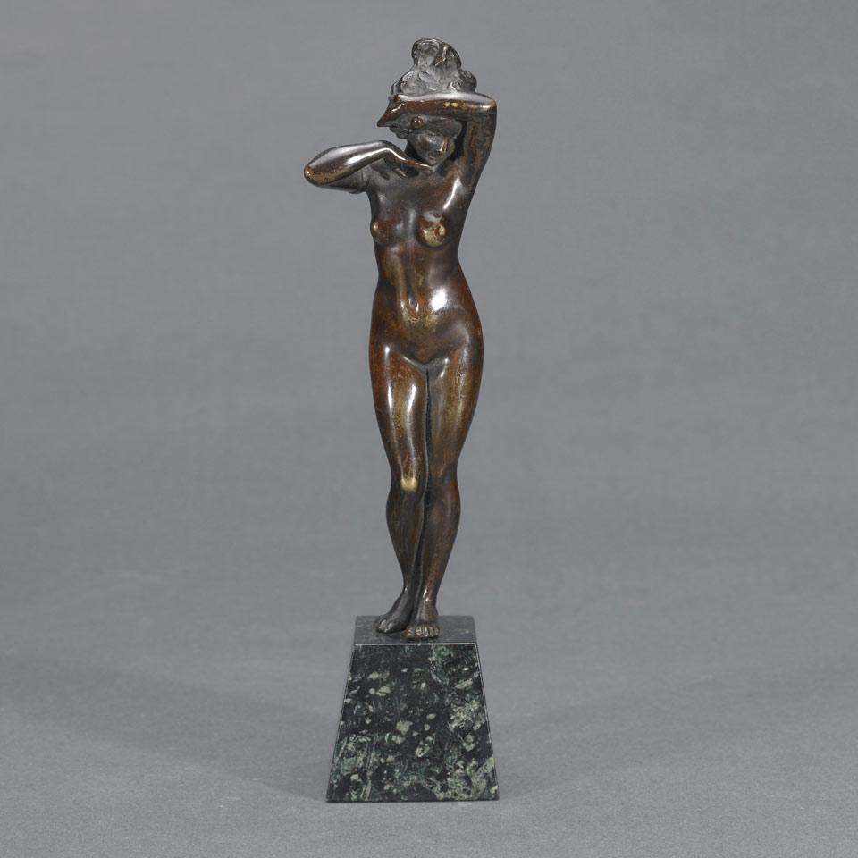French School, Small Patinated Bronze Nude, 19th century