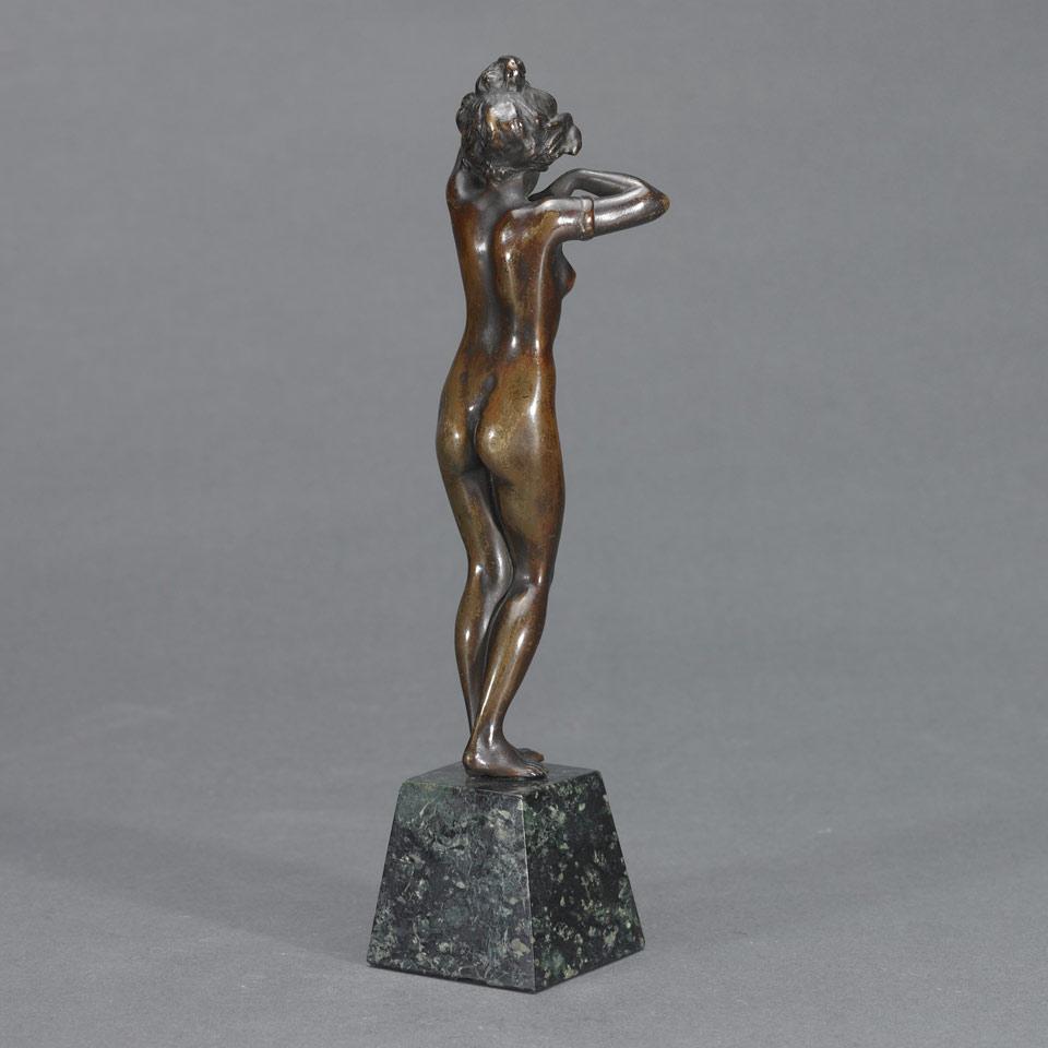 French School, Small Patinated Bronze Nude, 19th century