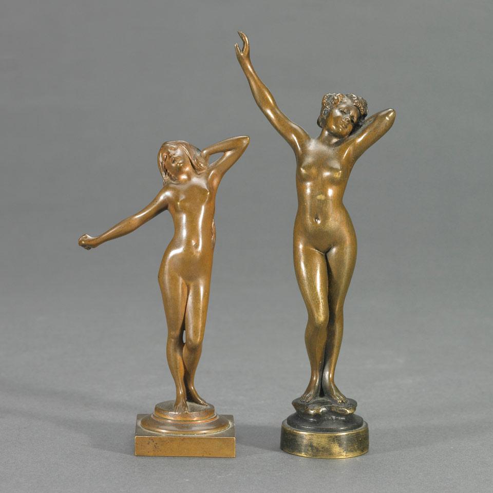 Two Small French Patinated Bronze Figural Nudes, c.1900